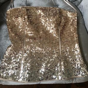 Ombre mixed metallic Sequin Bustier